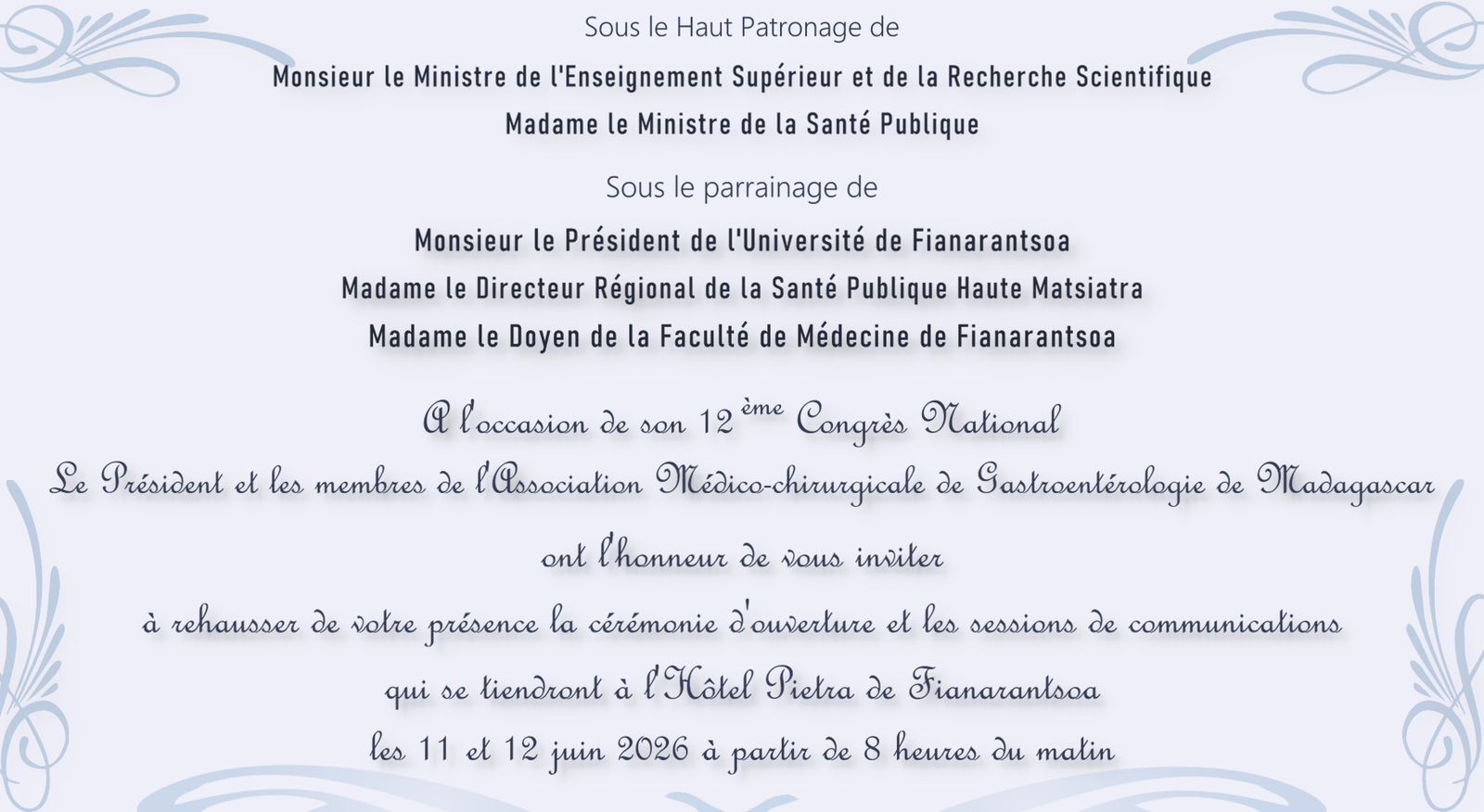 Carton d'invitation XIIème Congrès AGEM